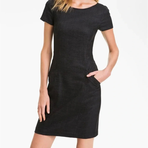 Theory Nuriana Raetia Stretch Virgin Wool Dark Grey Sheath Dress size 2 - Picture 3 of 7